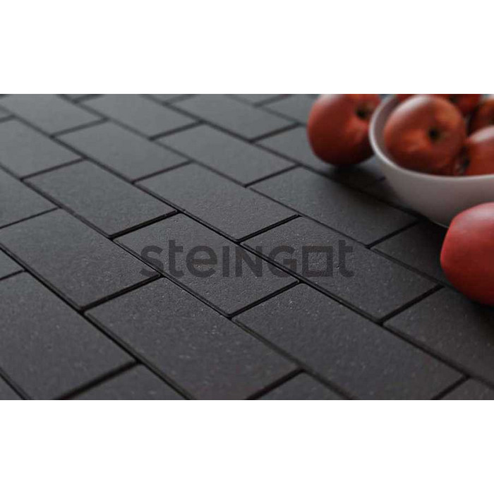 Плитка тротуарная Steingot Моно, Прямоугольник, фаска 1,5*1,5, черный, 200*100*60 мм