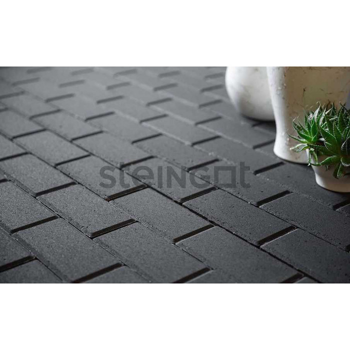 Плитка тротуарная Steingot Моно, Прямоугольник, фаска 5*5, черный, 200*100*60 мм